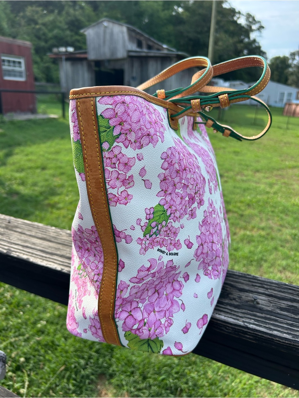 Dooney & Bourke Pink Hydrangea Floral Tote Bag - Picture 5 of 16